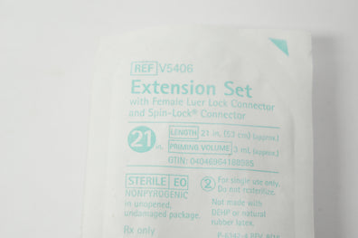 Braun V5406 Extension Set w/Female Luer Lock,Spin-Lock Connector 21in x 3mL (x)
